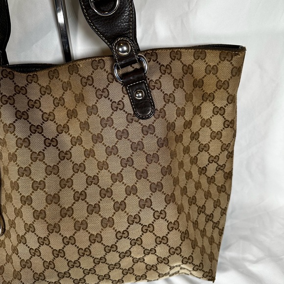 authentic Gucci beige/Brown GG canvas lcon Bit Tote Bag - Picture 4 of 13